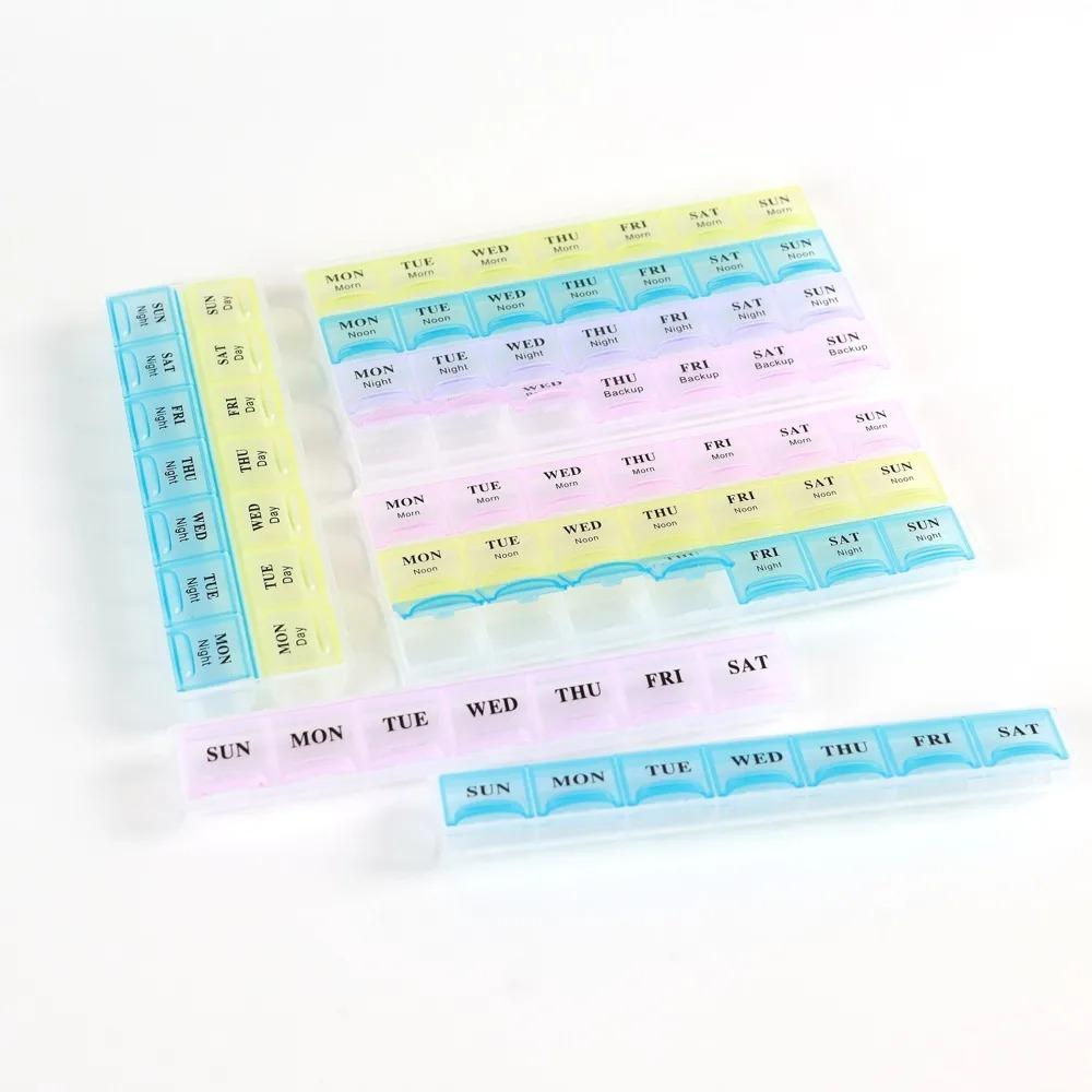Hot Weekly Premuim Portable 7/14/21/28 Grids 1/2/3/4 Times A Day Pill Storage Cases Box Organizer for Vitamins Medicine FishOils