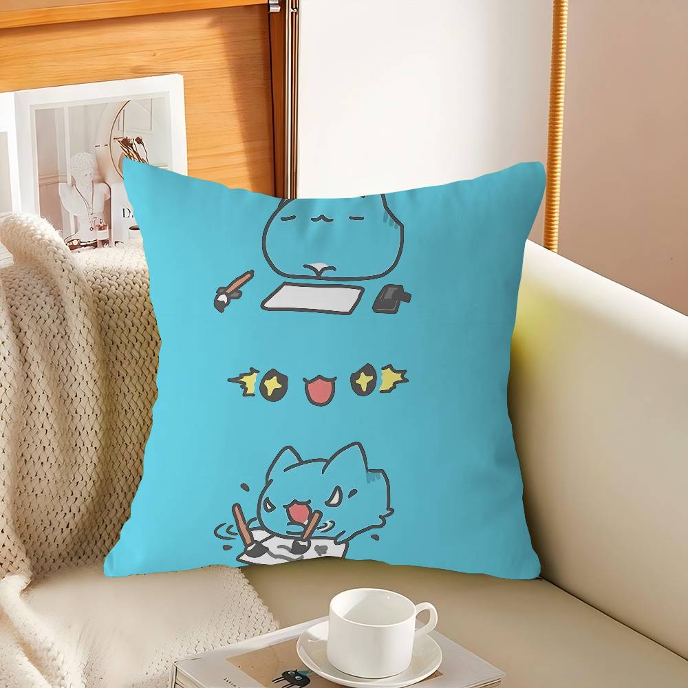 B-Bugcat Capoo Cartoon Decorative Room Aesthetics Pillow Case Home Decor Bedroom Sofa Bed Couch Pillow Cover 45x45