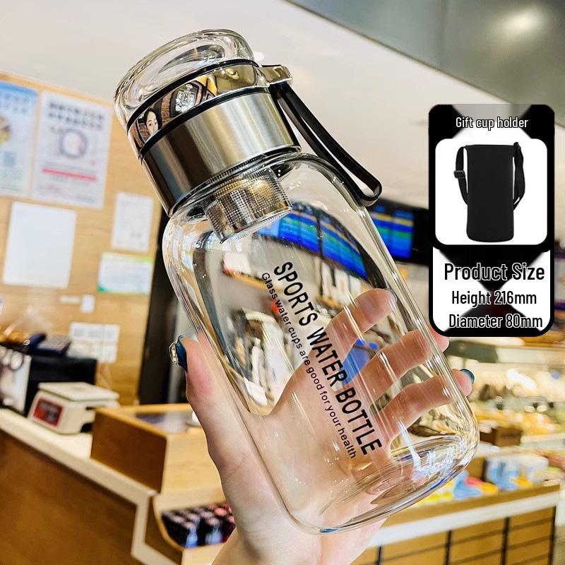 Durable High Borosilicate Glass Water Bottle with Tea Infuser – Large Capacity, Drop-Proof, High-Temperature Resistant