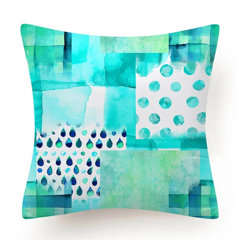 New Blue Green Geometry Print Cushion Cover Modern Nordic Simple Decorative Pillow Cover Livingroom Sofa Couch Throw Pillow