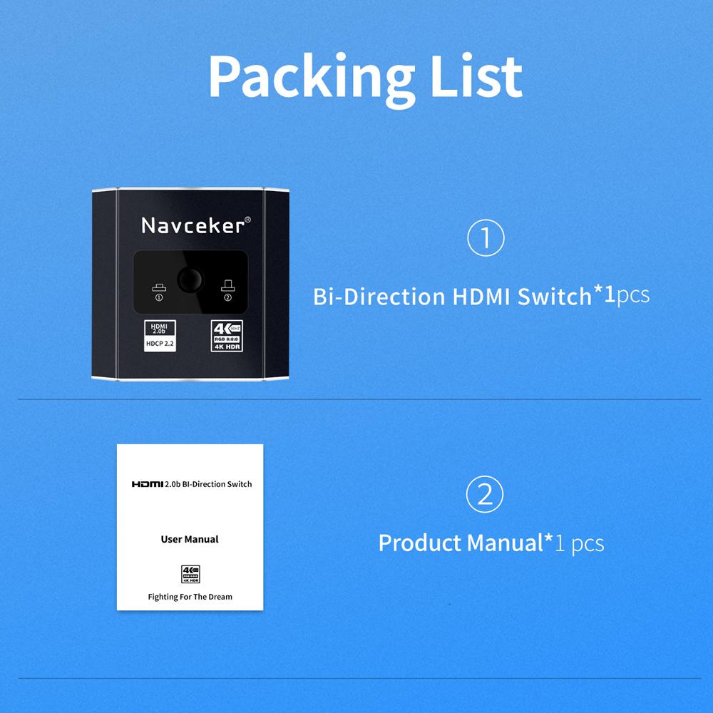 2026 Best HDMI Switcher 4K Bi-Direction 2.0 HDMI Switch 1x2/2x1 Adapter 2 in 1 out Converter for PS4 PS5 TV Box HDMI Splitter 4