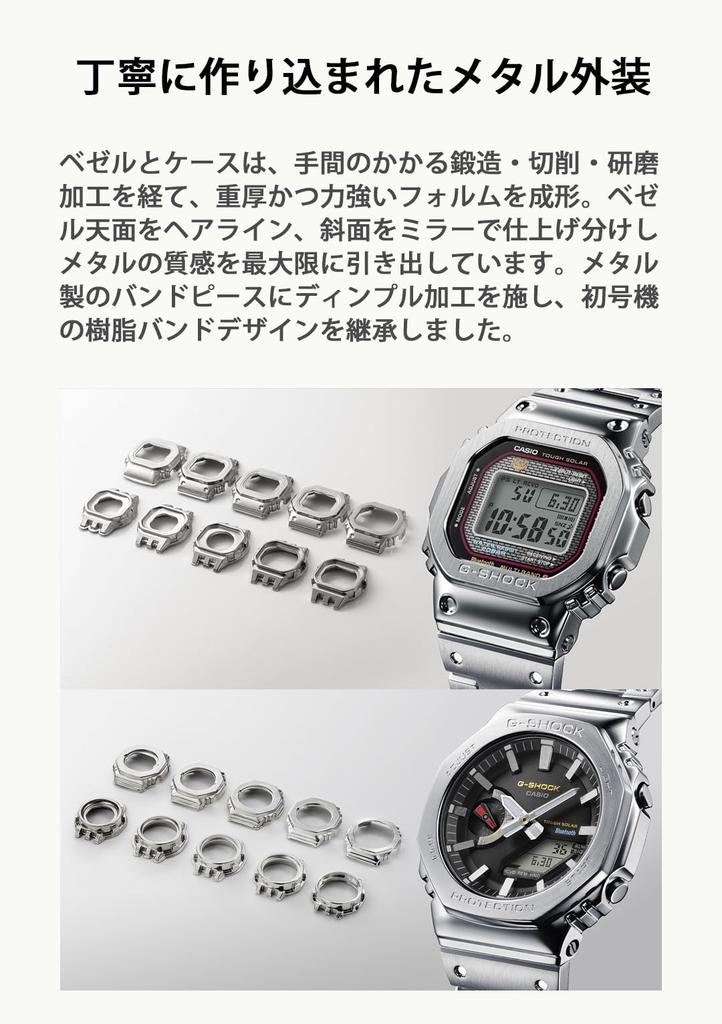 Casio G-Shock Watch GMW-B5000D-1CJF, Men's Silver, Bluetooth-Equipped, Full Metal, Solar-Powered, Radio-Controlled, Authentic Japanese Product