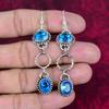 Orecchini con topazio blu, gioielli in argento sterling massiccio 925 con pietre preziose, orecchini fatti a mano, per il Ringraziamento