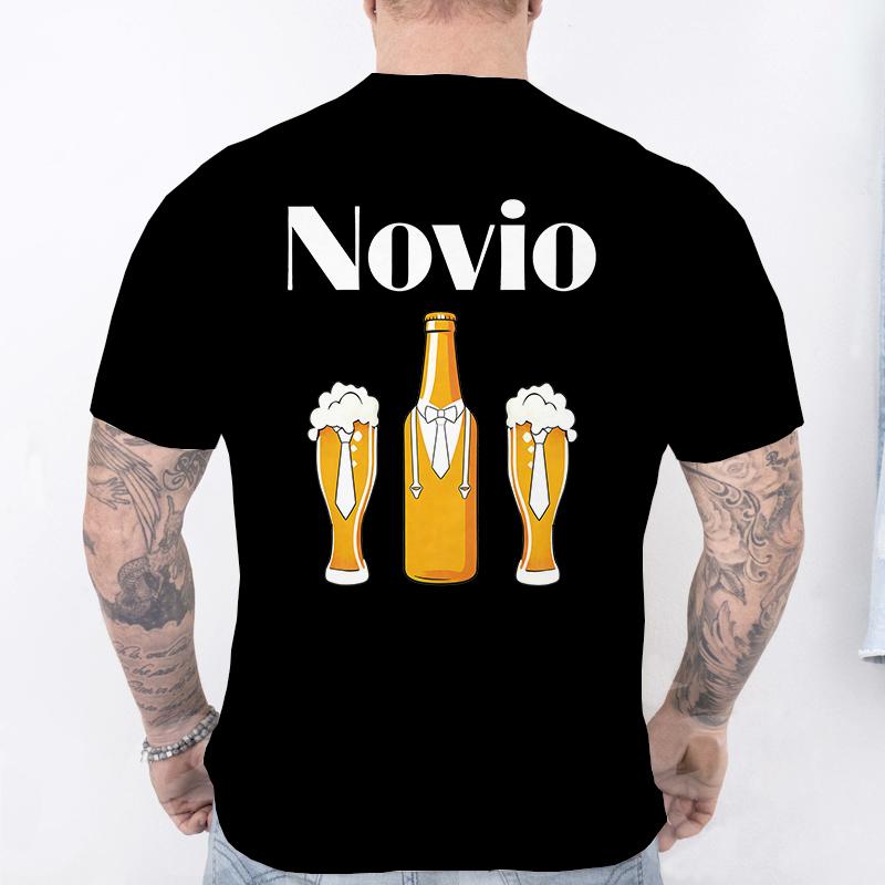 Spanish Unisex Novio Futuro Tees: Back Print Graphic Tops Team Groom Squad Tee 2026 Fashion Bachelor Party Single Farewell T-shirts