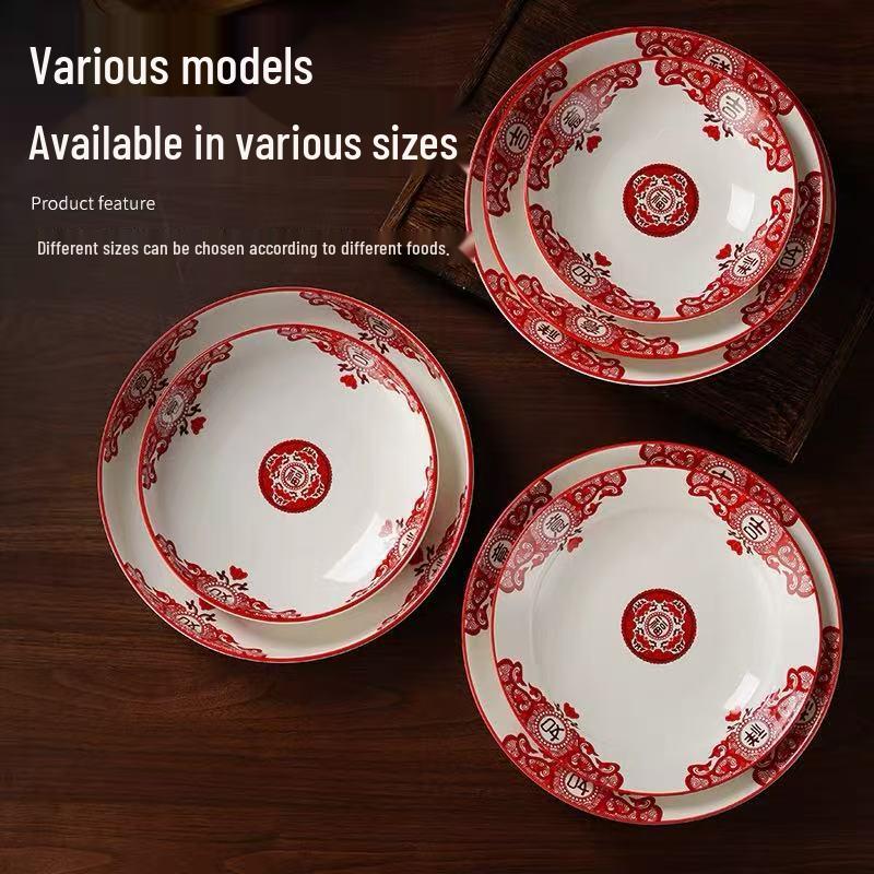 Retro Keramik Suppen- & Nudelschüssel Set: Gebratenes Schweinefleisch in der Schüssel, Glücks-Pfannengericht-Teller, Snack-Teller, Küchenutensilien