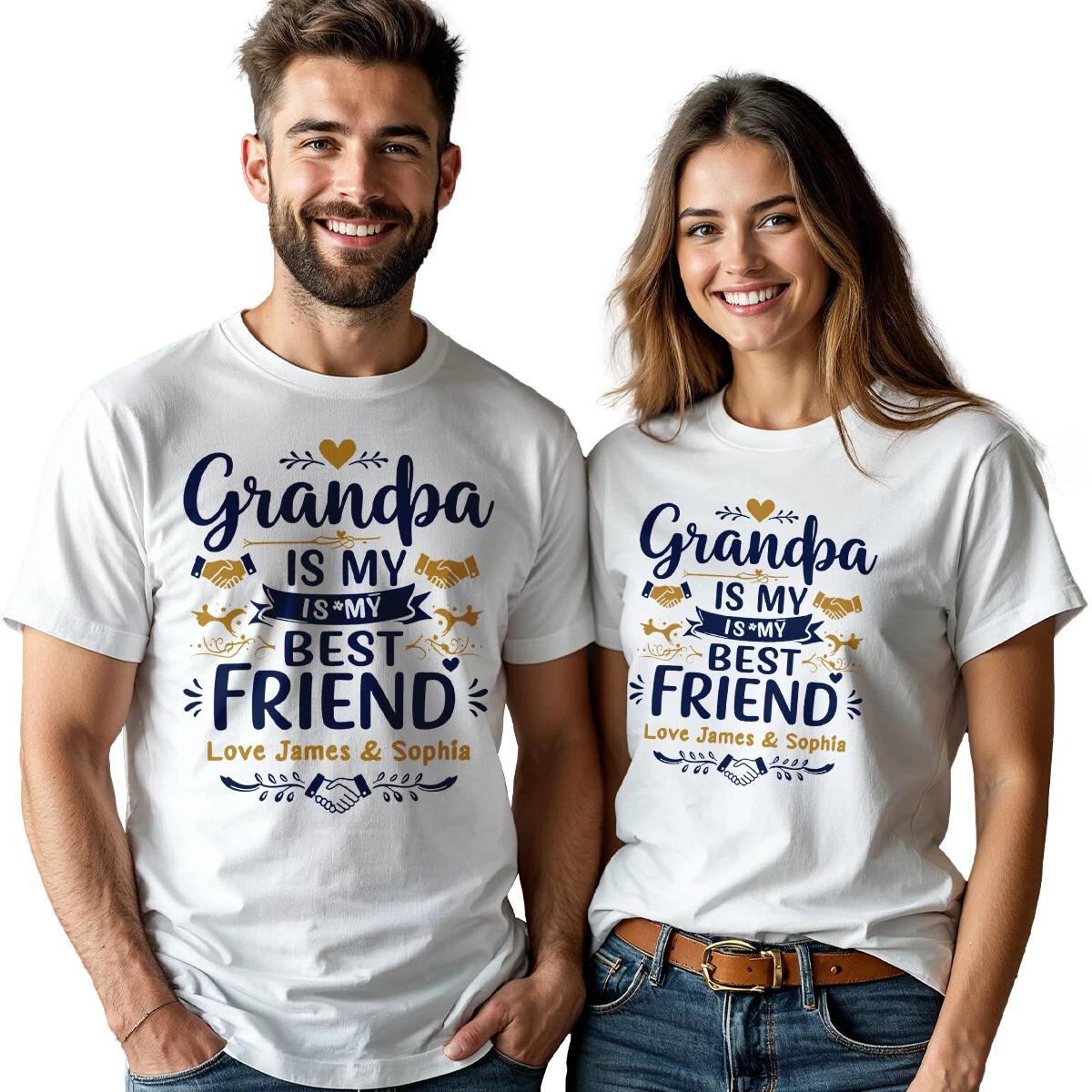 Personalised Mens Womens Grandpa Is My Best Friends Day T-Shirt Bestie #BFD 4XL