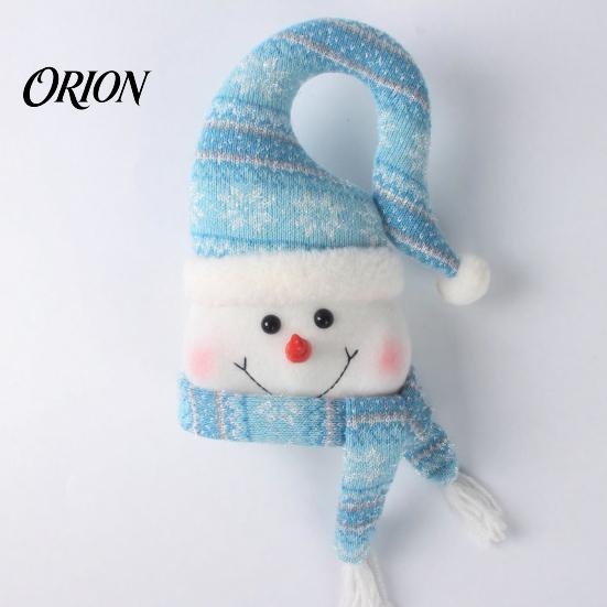 Decorative Snowman with Plaid Bows Lighted Christmas Tree Topper, Glowing Star Hat LED Light, Plush Ornament Winter Holiday Decor for Home And Indoor