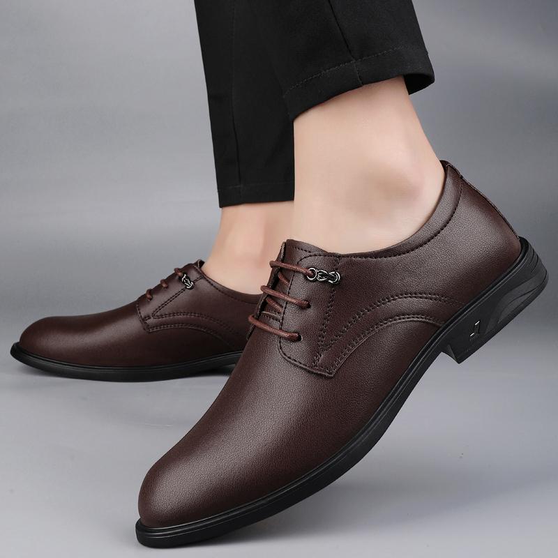 Fashion Brand New Split Leather Lace Up Leather Shoes Mens British Style Business Leather Shoes Elegant Fashion Comfortable Oxford Shoes