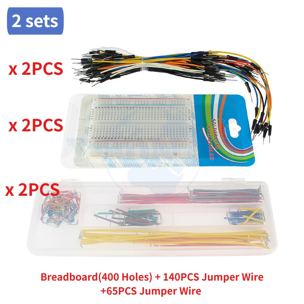 1/2 Sets Breadboards Jumper Wire Kit 400 Tie Points Solderless Pcb Breadboard Jump Line Universal Test Bread Board Projects DIY
