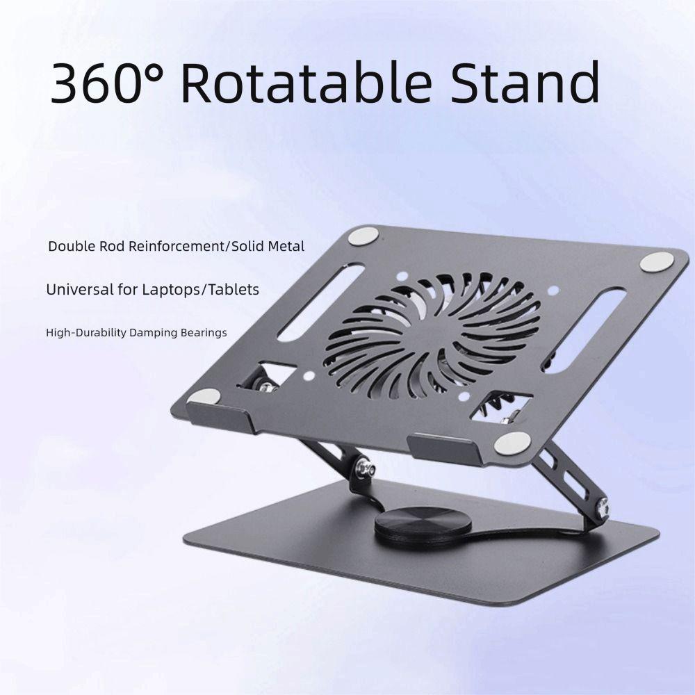 360 Rotating Base Notebook Computer Stand Foldable Lifter Computer Riser Carbon Steel Adjustable Laptop Bracket For Desk