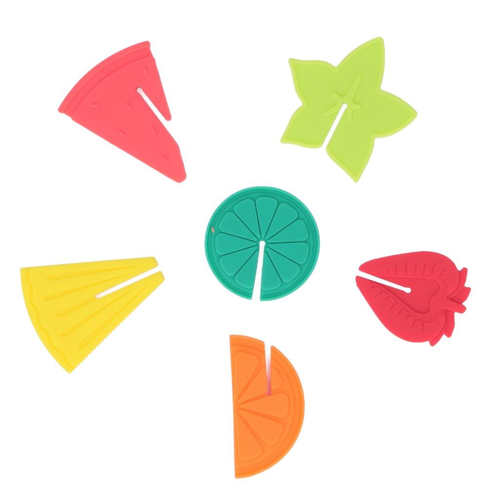 6 PCS Fruit Pattern Drink Cup Label Colorful Silicone Drink Tag Wine Glass Marker Home Kitchen