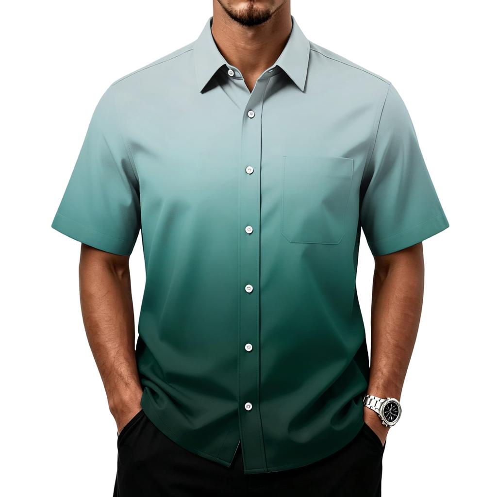 Men's Casual Short Sleeve Button Down Shirt with Chest Pocket Lightweight Breathable Summer Shirt for Everyday Wear