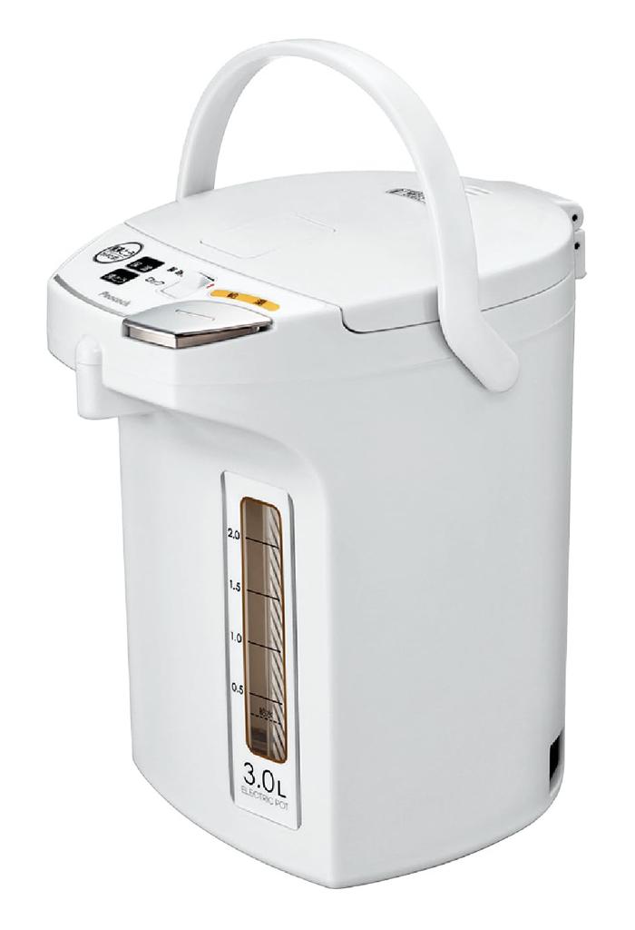 Peacock Vacuum Bottle Industrial Electric Hot Water Pot (3.0L) WMJ-30 White (W)