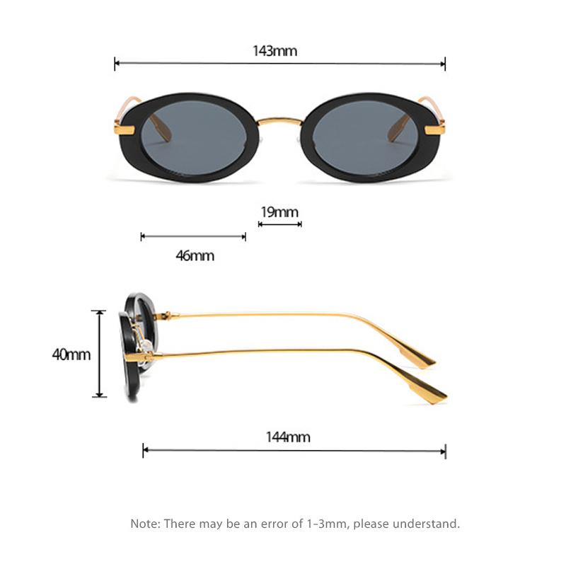 Xiaomi Women Retro Oval Sunglasses UV400 Metal Temple Vintage Fashion Shades For Street Dating Party Photoshoot Multi 9008