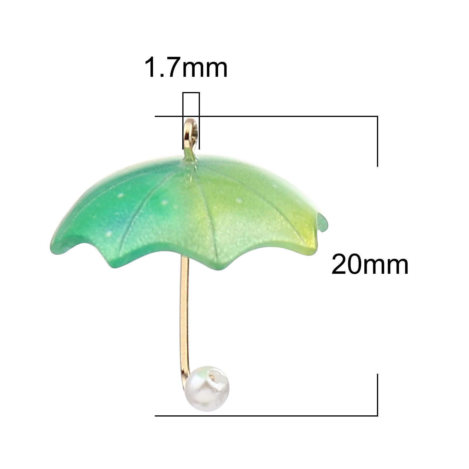 

5 PCs Resin Umbrella Heart Charms Zinc Based Alloy Gold Color Imitation Pearl For DIY Earring Necklace Jewelry Making 20mmx18mm