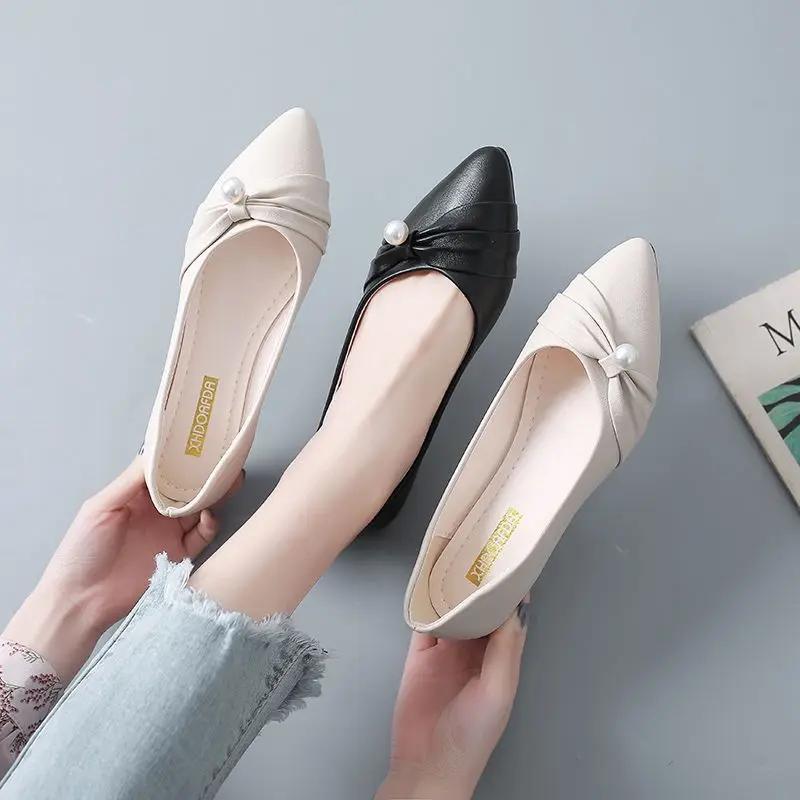 Fashion Ladies Footwear Slip-on With Bow Heel Moccasins Shallow High Quality Fashion Lastest Sale 2025 Summer Shoe 39 Women's Flat Shoes