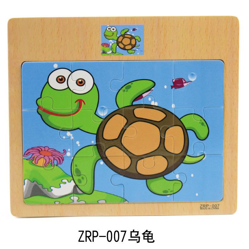 New 12 Pieces Wooden Puzzles Kids Cartoon Animal Wood Jigsaw Early Educational Learning Toys for Children GIFT