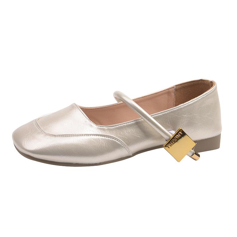 

Beautiful flat-bottomed French silver light-mouth single shoes for women s 2025 autumn new models with skirts Mary Jane solid color evening shoes 40