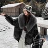 Chic Winter Women Jacket Korean Style Faux Fur Collar Slim Fit Warm Padded Coat Fashionable Outwear