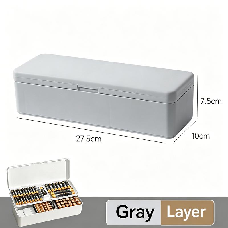 

Battery Storage Box With Battery Tester Large Capacity Pp Material Anti-Fall Wear-Resistant Data Cable Organizer Case серый
