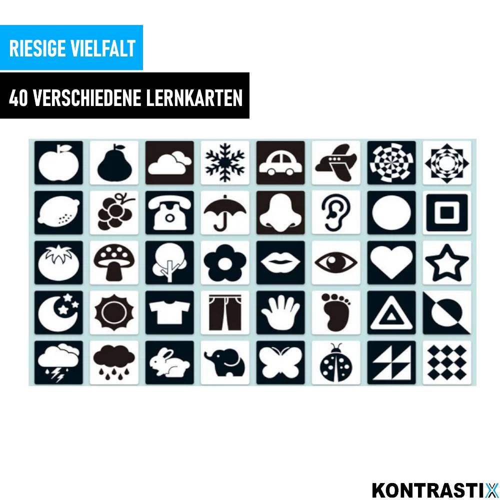 KONTRASTIX Schwarz & Weiße Lernkarten für Kinder Kontrast Entwicklungsfördernd
