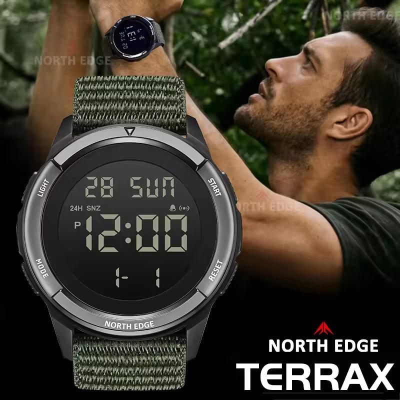 North EDGE 2026 TERRAX Men's Luxury Sports Digital Watch 47mm Outdoor Swimming Waterproof 50 Meter Stopwatch Countdown Light