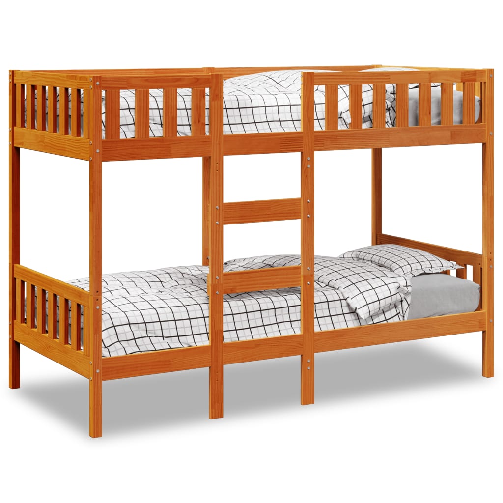 Bunk Bed Wax Brown 90 x 190 cm Solid Pine Wood