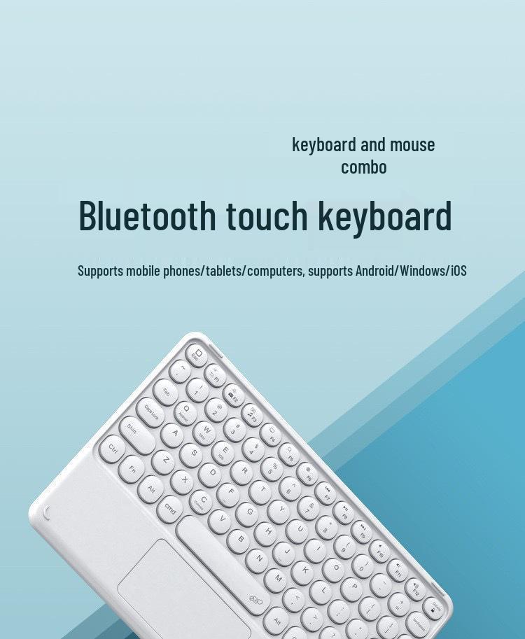 Compatible Bluetooth Keyboard with Magnetic Attachment for iPad, Huawei Phone, and Tablets - Round Key, Touch, and Wireless Charging Features
