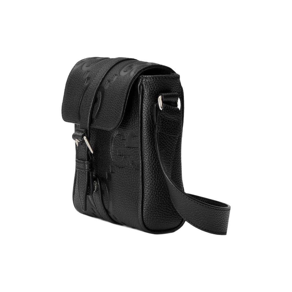Gucci Jumbo GG Super Double G Logo Adjustable Shoulder Strap Magnetic Flap Messenger Bag Men Shoulder Bag Black 760235-AABY0-1000