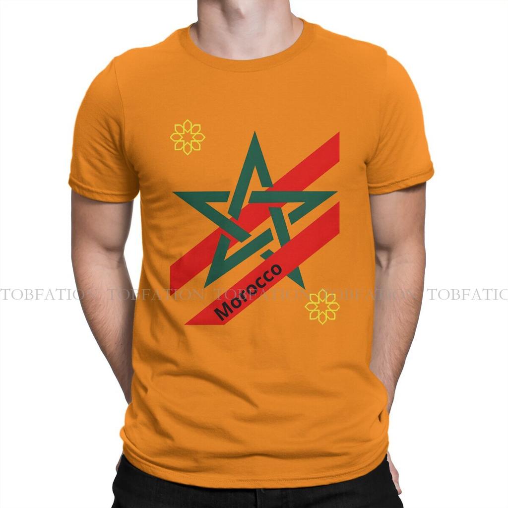 Morocco Flag His Star Is Green 100 Cotton T Shirt Vintage Punk Unisexs Tee Shirt Oneck Unisex Clothes