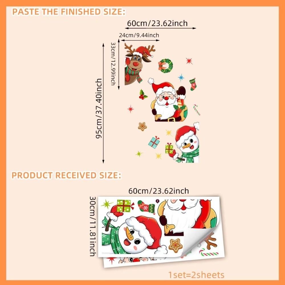 Cartoon Santa Claus Window Sticker PVC Elk Christmas Glass Window Sticker Snowman Self-Adhesive Christmas Decoration Background