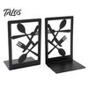 Wear Resistant Bookends 1 Pair Kitchen Metal Decorative Bookend for Shelves, Heavy Duty Non-Skid Book Dining Room Holder Stand, Black Support Stopper