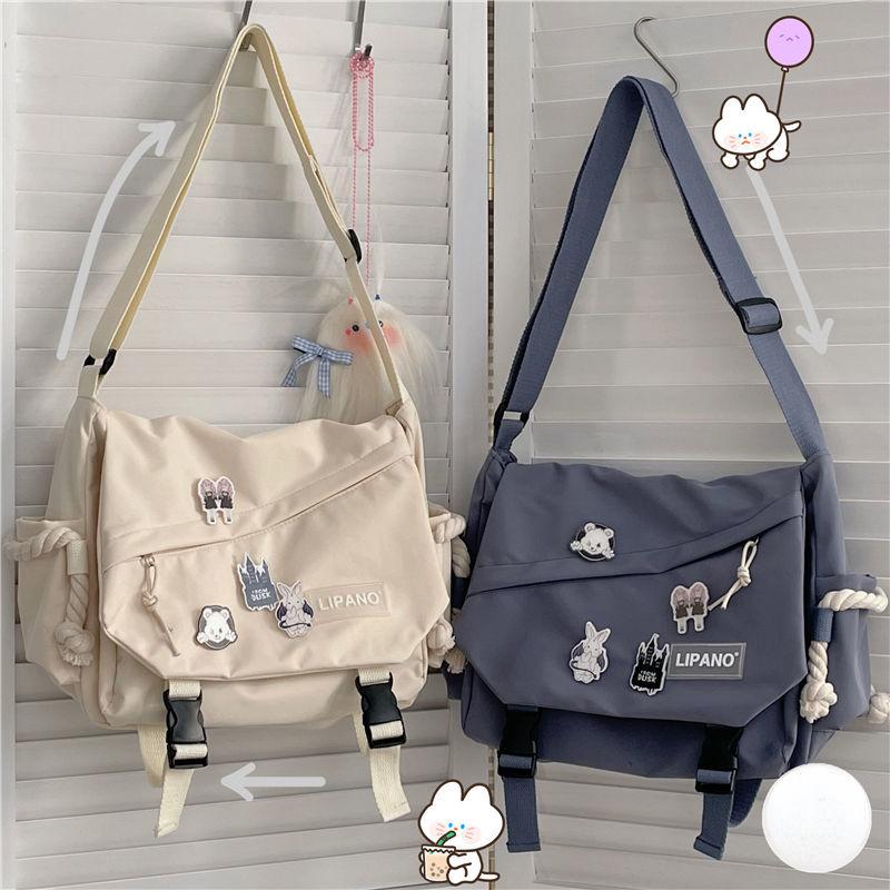 תיקי ניילון תיק כתף קיבולת גדולה תיקי Crossbody לנערות בנות גברים Harajuku שליח תיק תיקי בית ספר לסטודנטים
