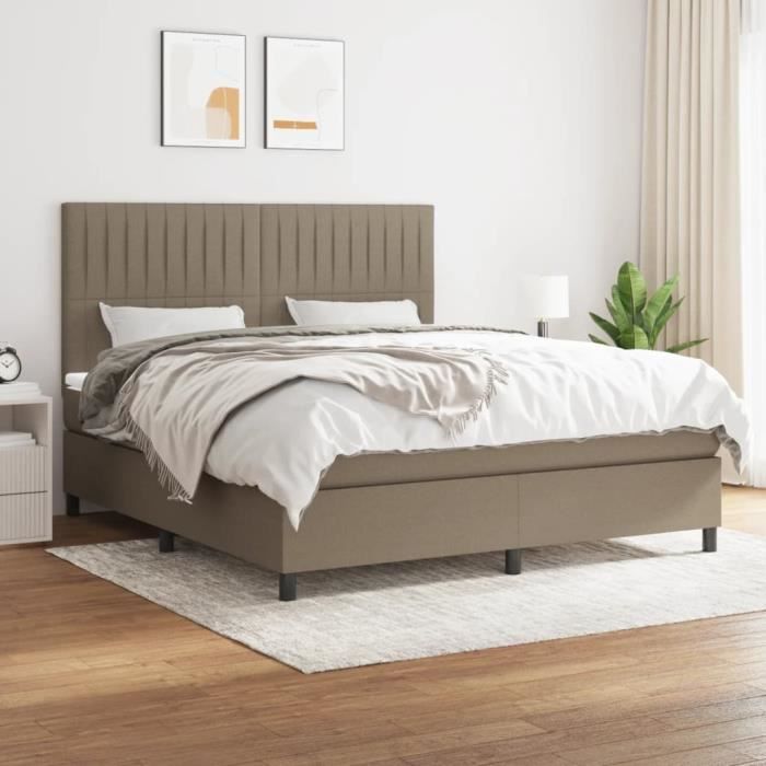 VidaXL Divan Bed with Mattress Taupe 160x200 Cm Fabric - Model 3141949