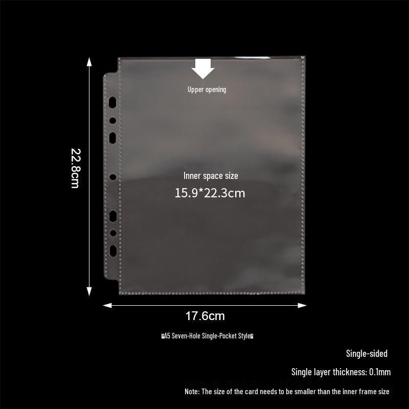 

А5 Четырехкарманные 3-дюймовые страницы-вкладыши для альбома для фотокарточек айдолов (7 отверстий, 6 дюймов)