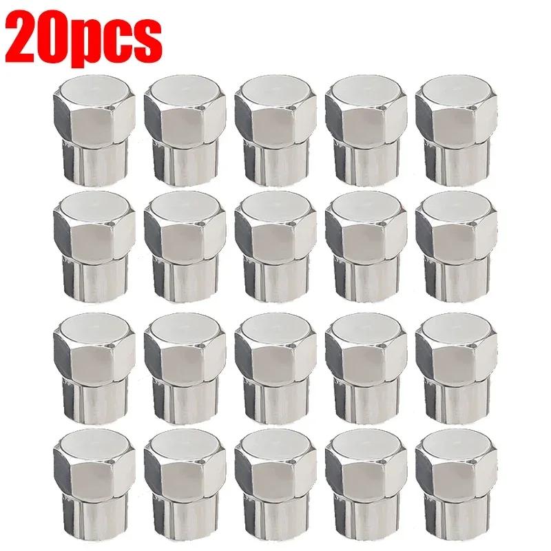 Car Flat Head Valve Cap Universal Hexagonal Chrome Plated Dust Wheel Nozzle Decor Tyre Valve Stem Caps Auto Accessories 20/10Pcs