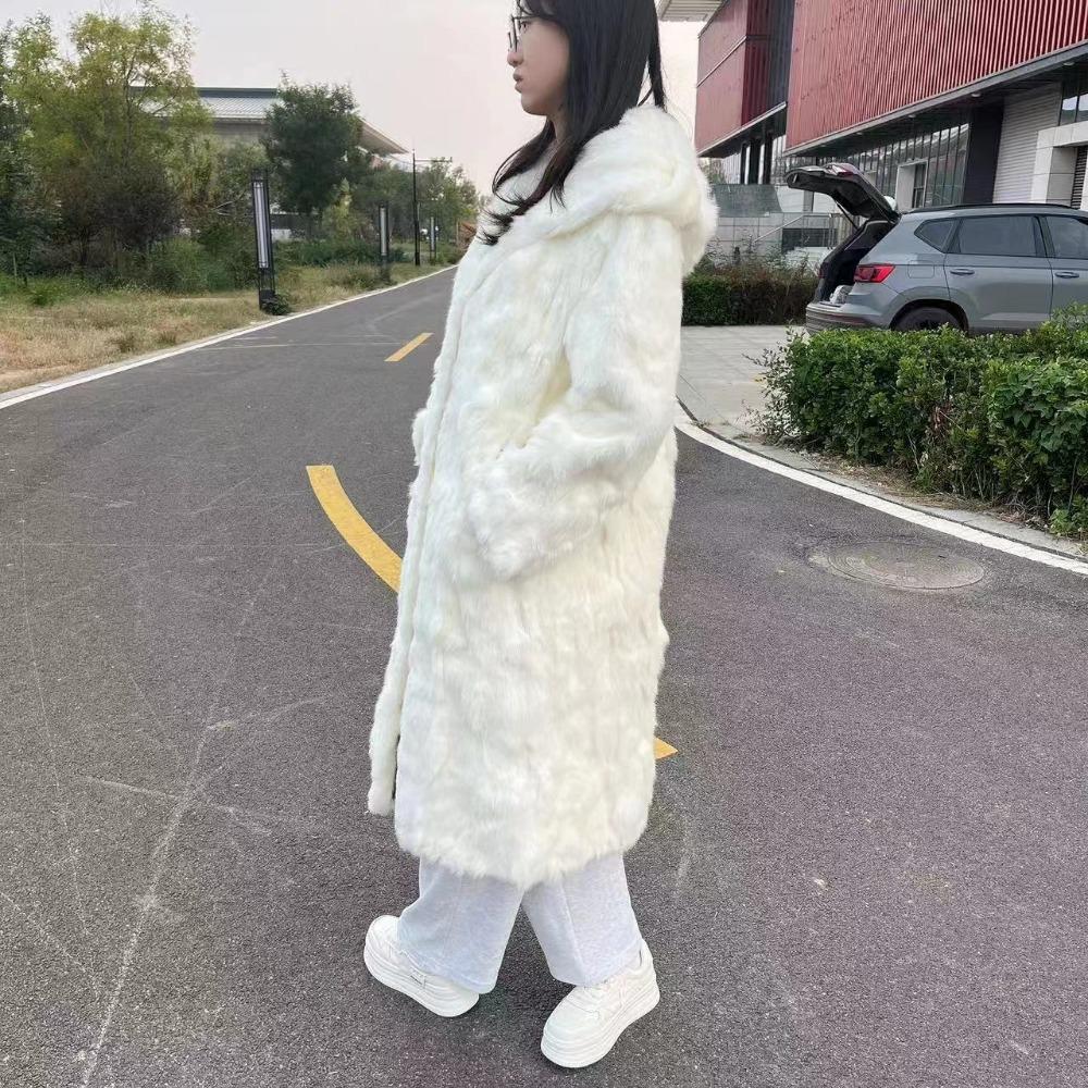 Fur Jacket Women's New Real Rabbit Fur Anti-season Long Medium and Long Fur Integrated Winter Coat