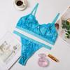Sexy Perspective Lingerie Lace Bra Bikini Pajamas Underwear Three-point Split Bra Briefs Set