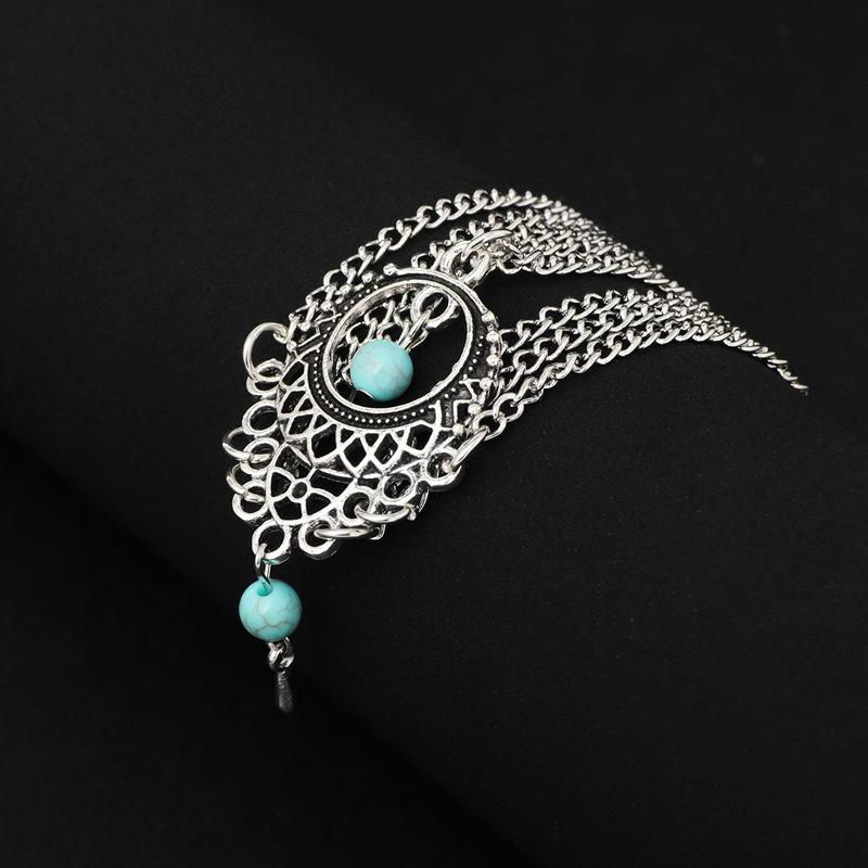European and American jewelry Bohemian retro ethnic style hollow turquoise water drop anklet beach foot decoration batch