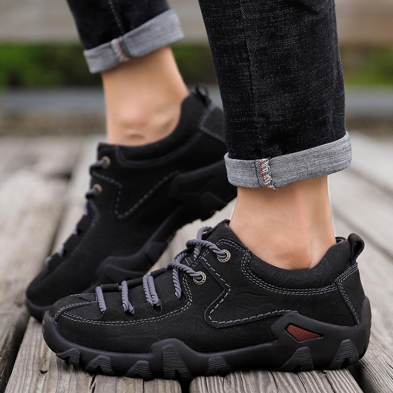 Pánské turistické boty na šněrování, jarní a podzimní, z pravé kůže, outdoorové, sportovní, trekkingové, horské, atletické boty