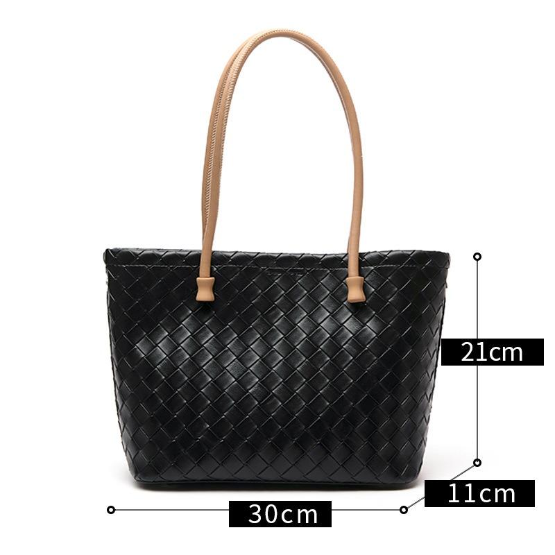 Leather women's bag tote bag high-end large-capacity bag summer women's versatile shoulder bag woven bag women's