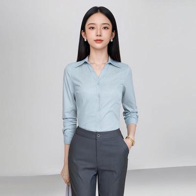 Women's Korean Style Long-Sleeve Manager Shirt: Chic, Versatile, and Perfect for Spring & Autumn Commuting.