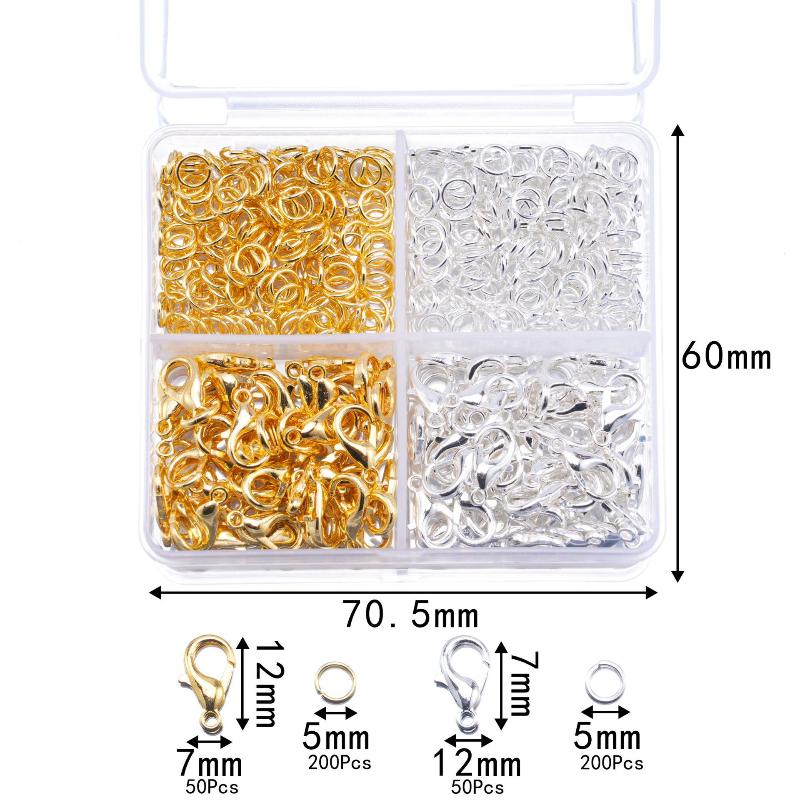 500Pcs/Box Jewelry Making Kit Lobster Clasps & Jump Rings With Box For Diy Chain Necklace Bracelet Anklet Supplies Connectors