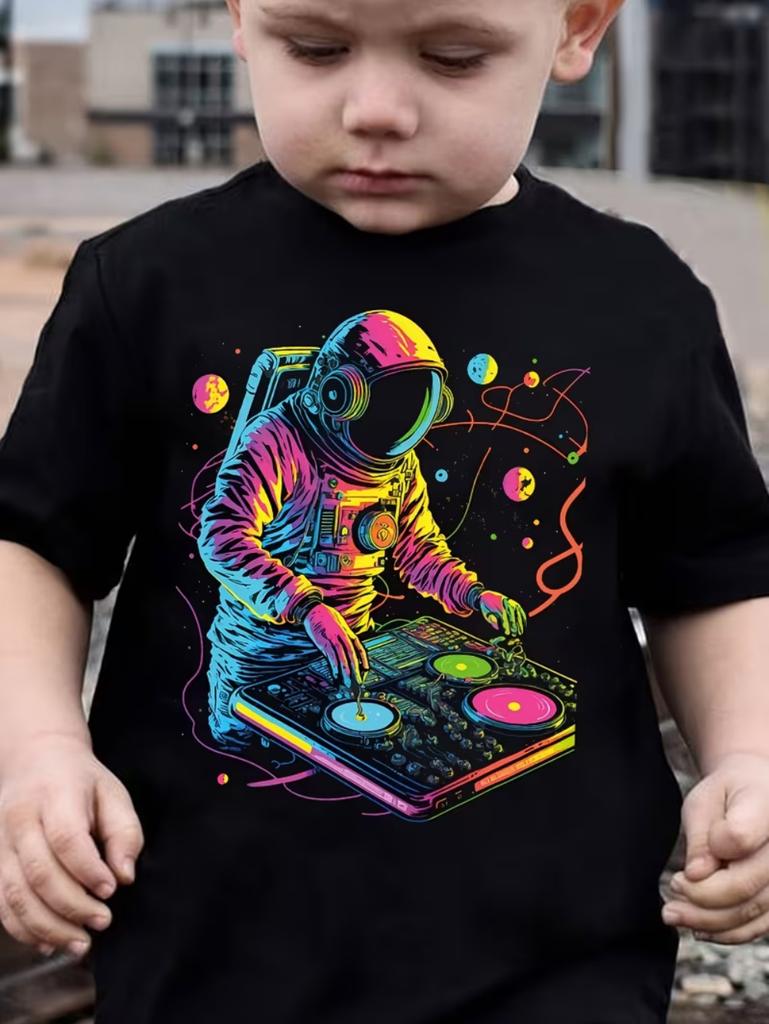 Jungen Kinder Kleidung Stylisch Cartoon Weltraum Astronaut Grafik T-Shirts Jungen Mädchen Sommer Kurzarm Outdoor Kleidung für Kinder