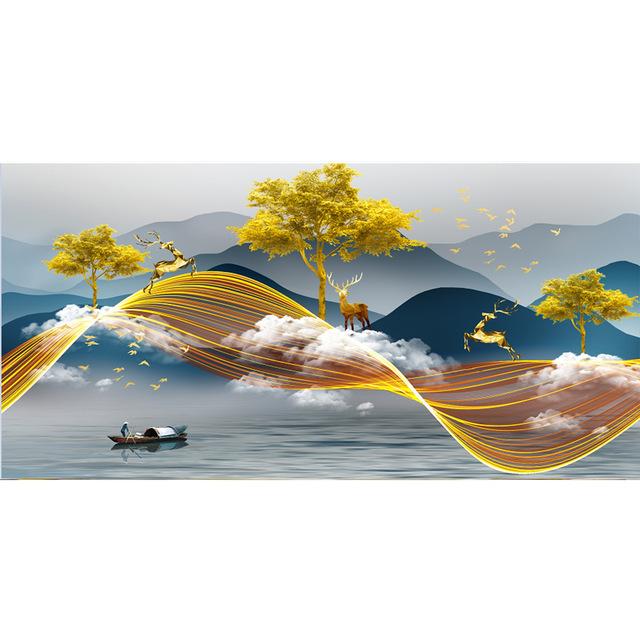 

Скандинавское искусство современное золотое абстрактное искусство золотое дерево и камень картина живопись гостиная украшение дома настенная живопись без рамки 20*40cm No Frame