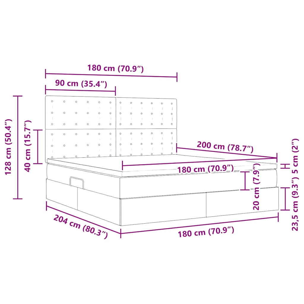 Storage Bed with Mattress Taupe 180 x 200 cm Polyester