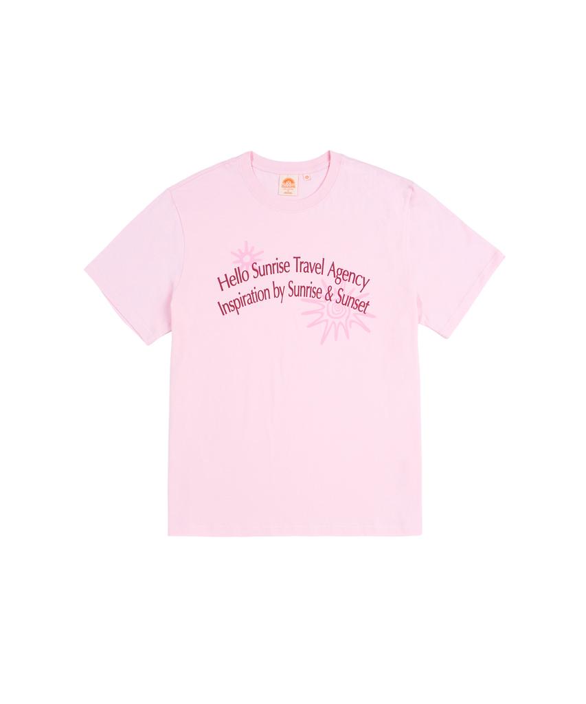 HELLO SUNRISE Hs Travel Agency Arch Logo Tee_Light Pink