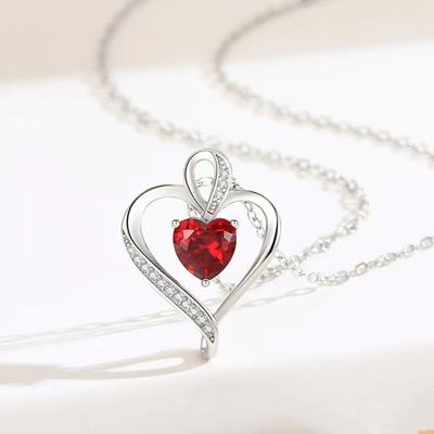 Yousheng Heart Necklace for Women Love Heart Pendant with Faux Crystal Birthstone Necklace for Mother's Day Anniversary Birthday
