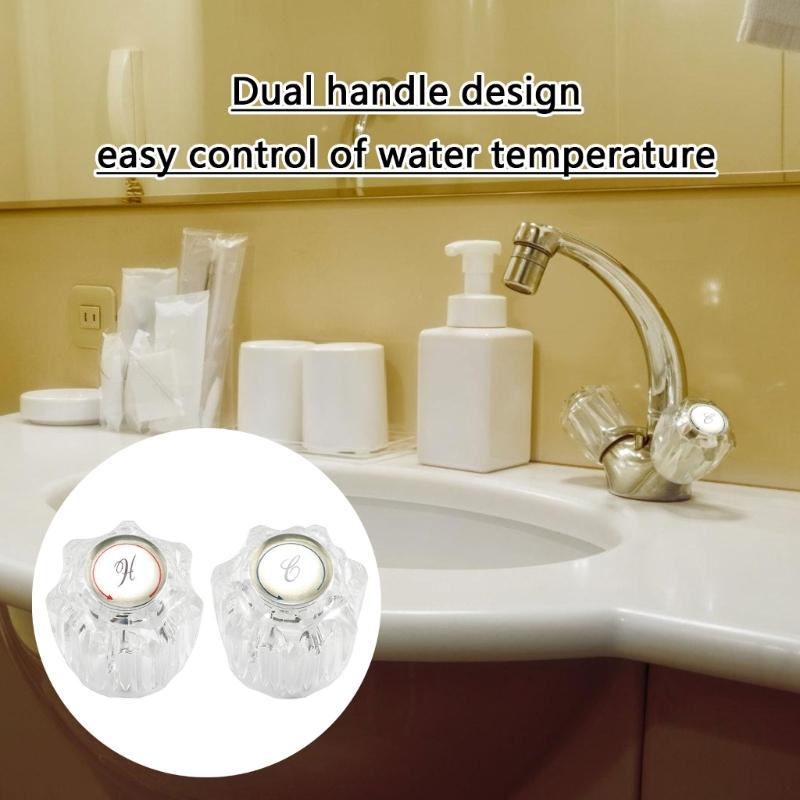 2Pieces Campers Faucet Knobs Set Acrylic Accessory for Campers Bathroom and Kitchen Sink Hot Cold Water Control
