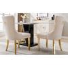 Chaise De Salle À Manger, Tapissée, Pieds En Acier Inoxydable Doré, Revêtement En Velours, Beige/doré